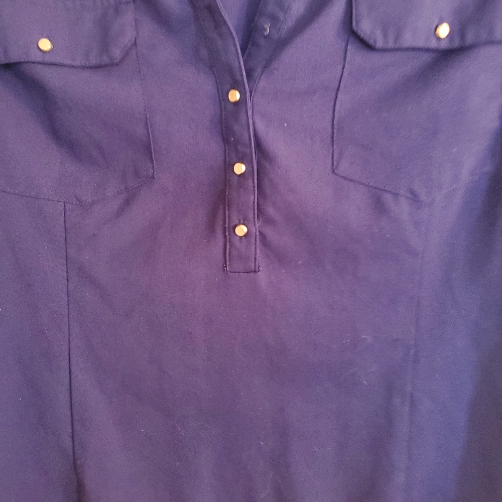 Skies Are BLUE BUTTON FRONT NAVY BLOUSE S MP - Picture 2 of 6